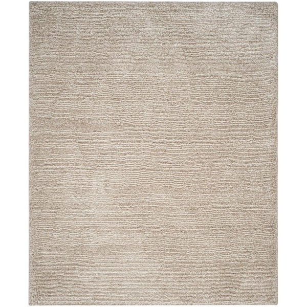 Ultimate Shag 9 ft. x 12 ft. Sand/Ivory Distressed Solid Color Area Rug