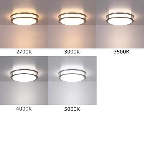 Hukoro Hanz 13 in. Brush Nickel Selectable LED 2700K, 3000K, 3500K, 4000K, 5000K Flush Mount Ceiling Light (2-Pack)