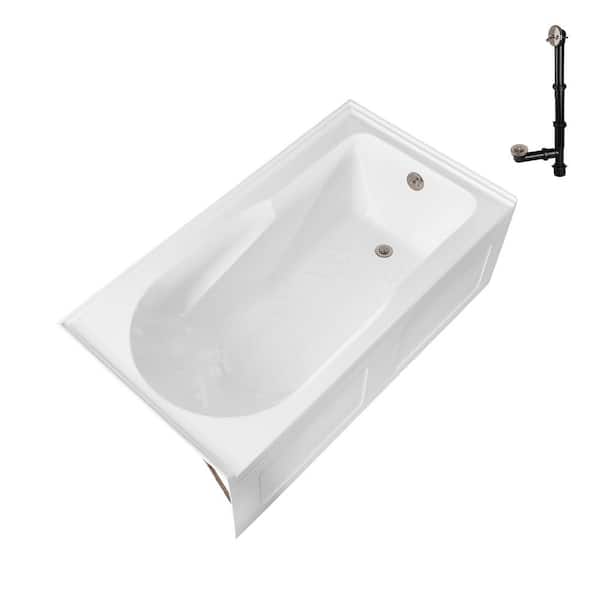 GA-311-24-BNK 60 in. x 32 in. Acrylic Soaking Alcove Bathtub in Glossy White with Right-Hand Drain in Brushed Nickel