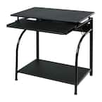 30 in. Rectangular Black Computer Desk with Keyboard Tray