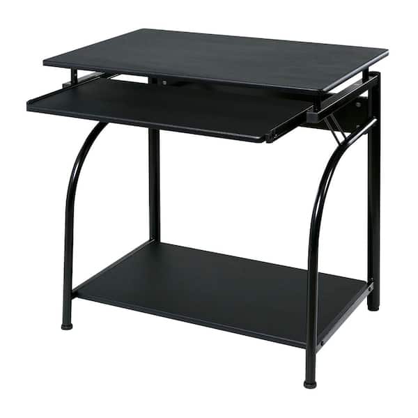 Photo 1 of 30 in. Rectangular Black Computer Desk with Keyboard Tray