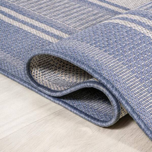 JONATHAN Y Haynes Modern Double Stripe Blue/Light Gray 3 ft. x 5