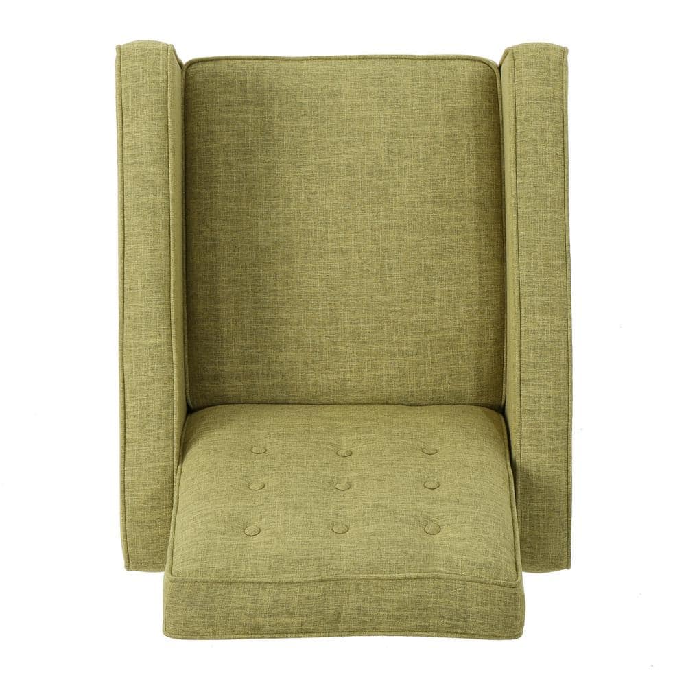 Handcrafted Beige Microfiber Wood Recliner with Tufted Back
