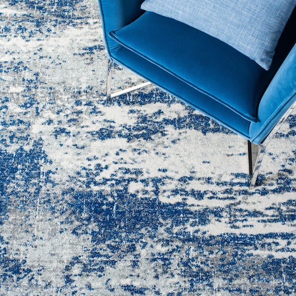 Adare Blue 7 ft. x 9 ft. Painterly Polyester Area Rug