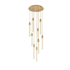 Timeless Home 24 in. 9-Light Satin Gold Pendant Light