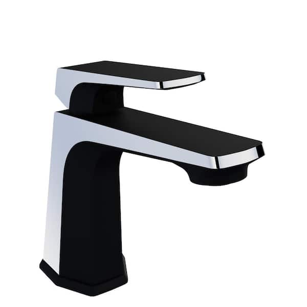 ANZZI Single-Handle Single-Hole Bathroom Faucet with Pop-Up Drain in Matte Black and Chrome