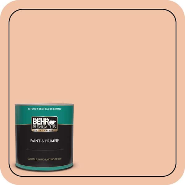 BEHR PREMIUM PLUS 1 qt. Home Decorators Collection #HDC-FL13-4 Pumpkin Mousse Semi-Gloss Enamel Exterior Paint & Primer