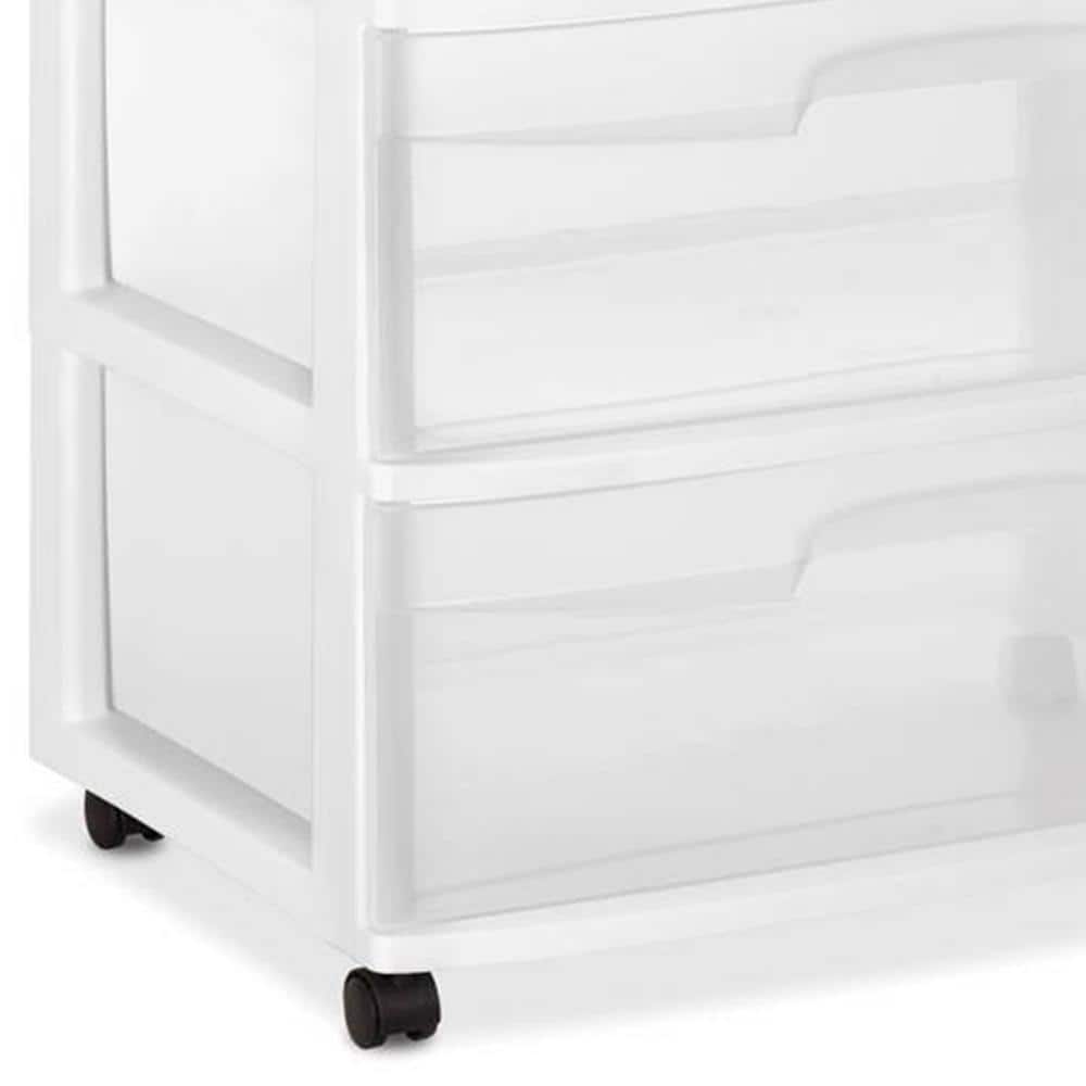 White Plastic 3-Drawer Rolling Storage Cart, 2-Pack