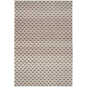 Washables Cream Black 4 ft. x 6 ft. Abstract Contemporary Area Rug