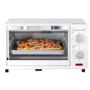 1000 W 4-Slice White Toaster Oven with 60 Minute Timer