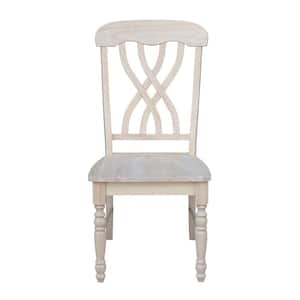 Unfinished Wood Lattice Back Dining Chair (Set of 2)