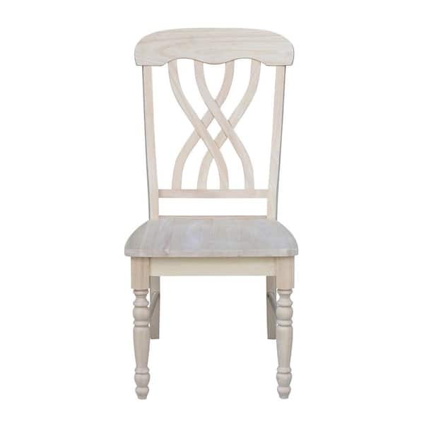 International Concepts Unfinished Wood Lattice Back Dining Chair (Set of 2)
