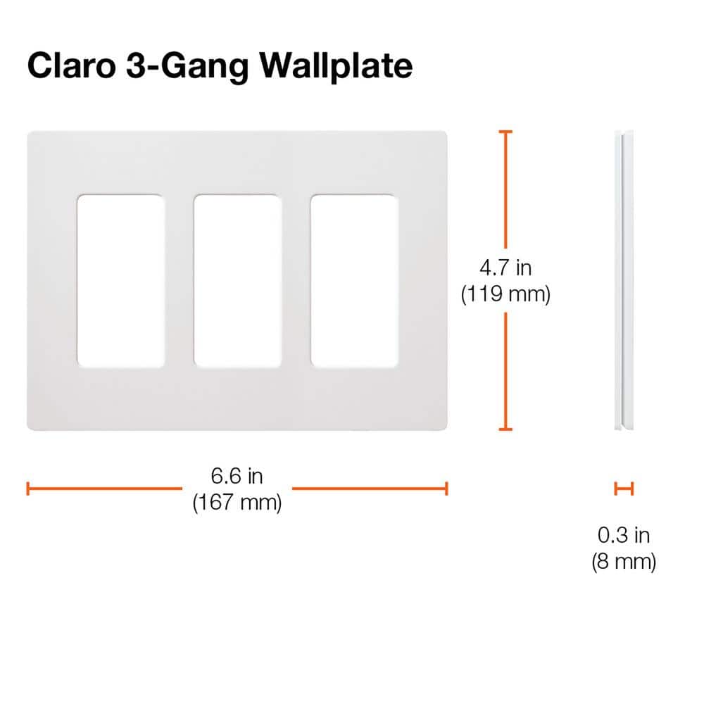 White 3-Gang Screwless Decorator Wall Plate