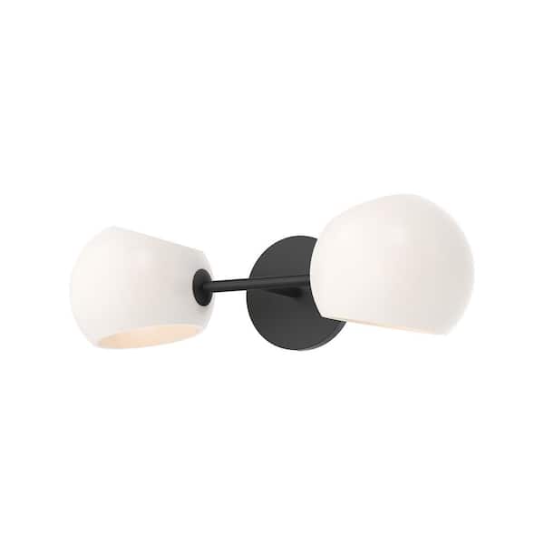 ALORA MOOD Willow 17-in 2 Light 60-Watt Matte Black/Opal Matte Glass Vanity Light