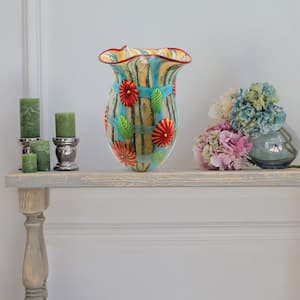 Plazio Multi-Colored Hand-Blown Art Glass Vase