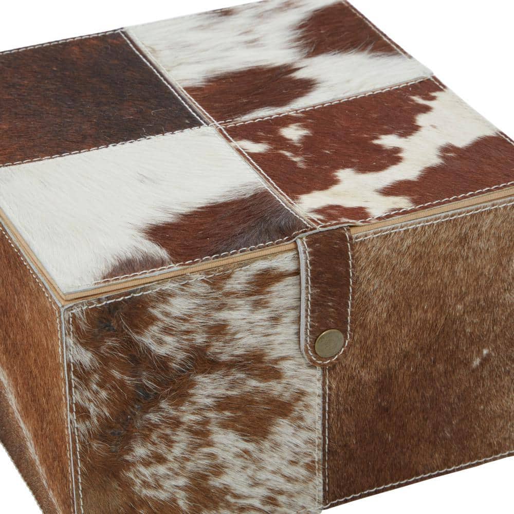Handcrafted Brown Leather Decorative Box Set with Dividers, 10"W