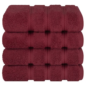 4 Piece 100% Turkish Cotton Hand Towel Set - Burgundy Red