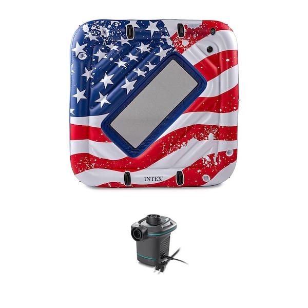 Intex 2-Person Multi-Color Inflatable American Flag Pool with AC Electric Air Pump