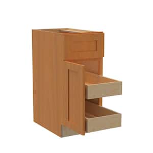 Hargrove Cinnamon Stain Plywood Shaker Assembled Base Kitchen Cabinet 2 rollouts Sft Cls L 12 in W x 24 in D x 34.5 in H