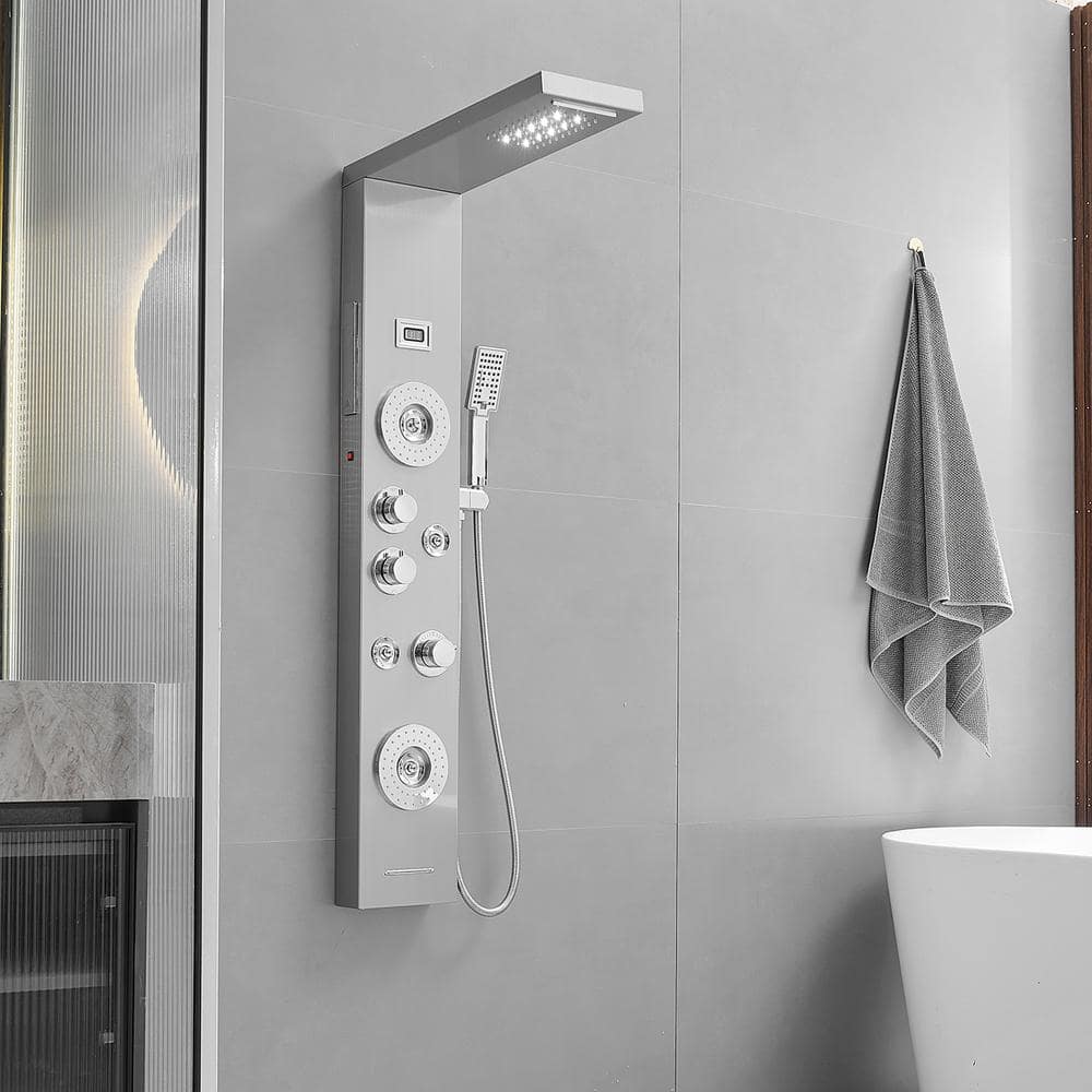 Nickel Chrome Multi-Function LED Shower Panel System