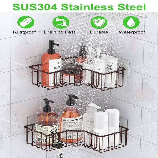 Dracelo Silver Corner Shower Caddy 2-Pack, No Drilling Stainless