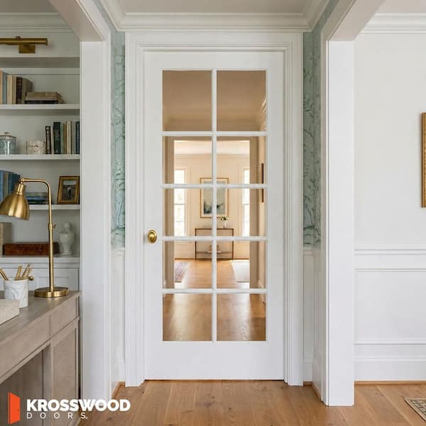 Krosswood Doors 30 in. x 80 in. Shaker 10-Lite Primed Right-Hand