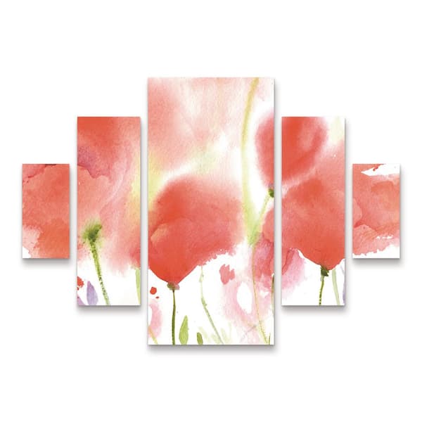 Trademark Fine Art Sheila Golden Poppy Perfection 5-Piece Panel Set Unframed Photography Wall Art 34 in. x 44 in.