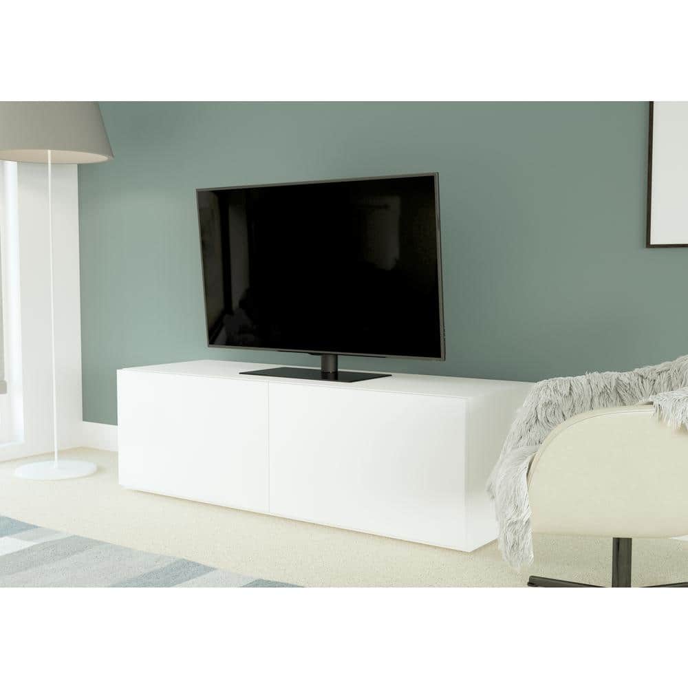 Black Glass Adjustable Tilt and Turn TV Stand for 55" LCD Displays