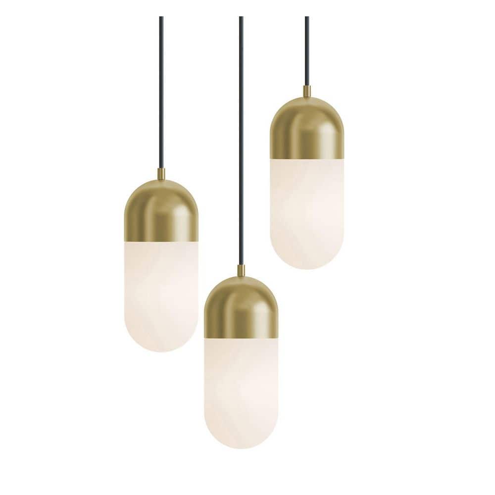 Irvine 45-Watt 3-Light Integrated LED Pendant Light Light Antique Brass with White Frosted Glass Shade price history on PriceWatchPro