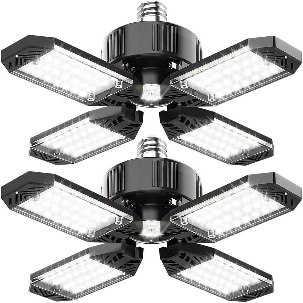 130W 13000 Lumen LED Garage Ceiling Light 2 Pack Deformable 4+1 Panel Adjustable 6500K Daylight E26/27 Base price history on PriceWatchPro