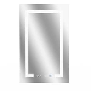 20 in. W x 32 in. H Rectangular Sliver Aluminum Recessed/Surface Mount Left Medicine Cabinet with Mirror, LED and Clock