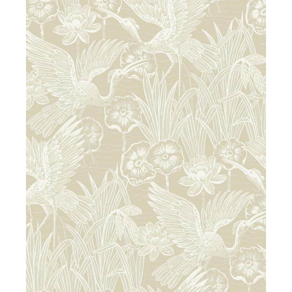Sand Floral Heron Self-Adhesive Vinyl Wallpaper