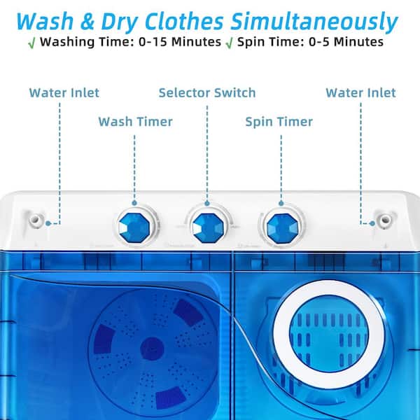 26 lb. Portable Semi Automatic Twin Tub Washing Machine with Drain Pump COST01944 - Best Buy