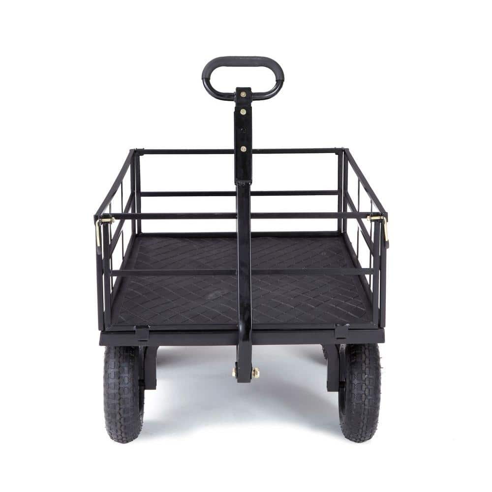 Black Heavy-Duty Steel Utility Wagon with Removable Sides