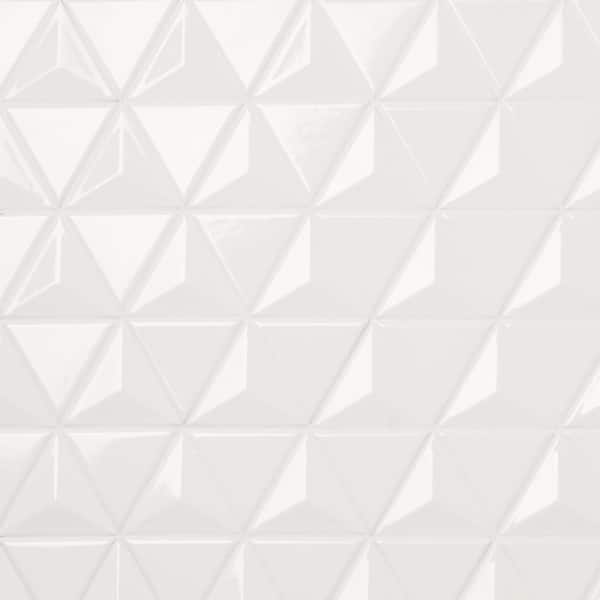 Medley Triangle Cloud White 11.02 in. x 12.55 in. Glossy Ceramic Mosaic Wall Tile (1 sq. ft./Each)