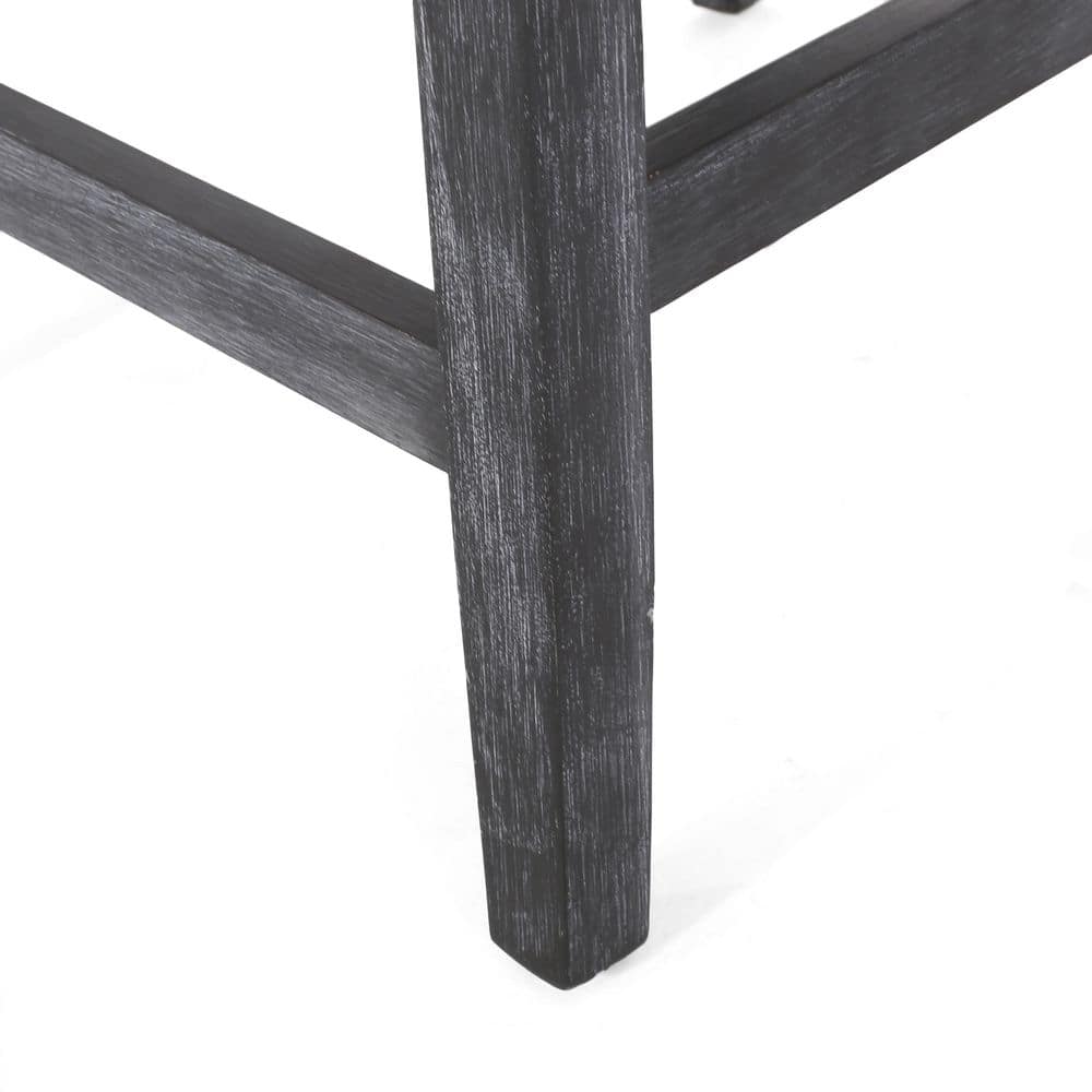 Charcoal and Gray Extra Tall Button Tufted Wood Counter Stools, Set of 2