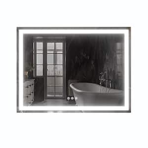 48 in. W x 36 in. H Large Rectangular Metal Framed Dimmable AntiFog Wall Mount LED Bathroom Vanity Mirror in Black