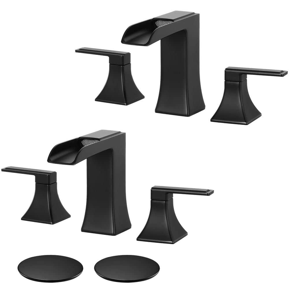 8 in. Widespread Double-Handle Waterfall Bathroom Faucet with Pop-Up Drain 