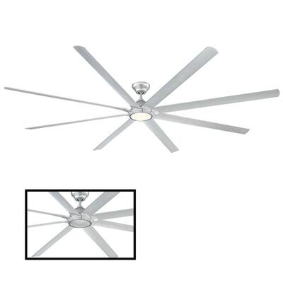 Hydra 120 in. LED Indoor/Outdoor Titanium Silver 8-Blade Smart Ceiling Fan with 3000K Light Kit and Wall Control
