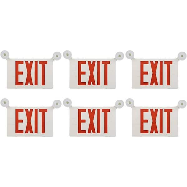 JAZAVA Integrated LED White Exit Sign Set of 6