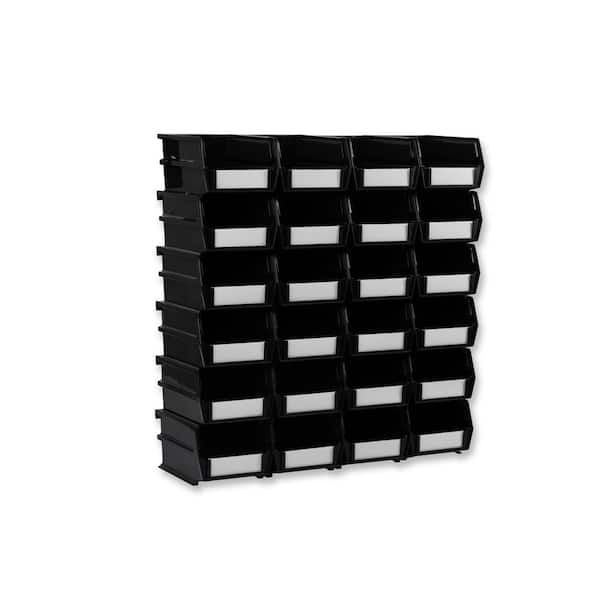 LocBin 0.2-Gal. Stacking Hanging Interlocking Polypropylene Storage Bin in Black (24-Pack)