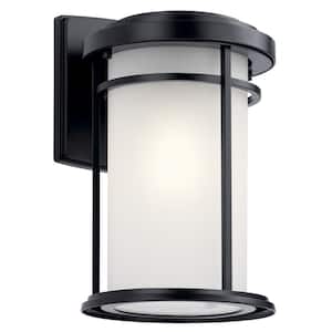 Toman 1-Light Black Outdoor Hardwired Wall Lantern Sconce with No Bulbs Included (1-Pack)