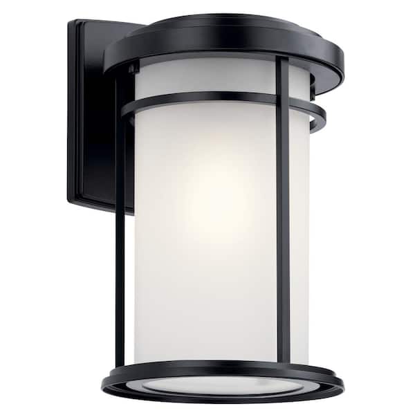 KICHLER Toman 1-Light Black Outdoor Hardwired Wall Lantern Sconce with No Bulbs Included (1-Pack)