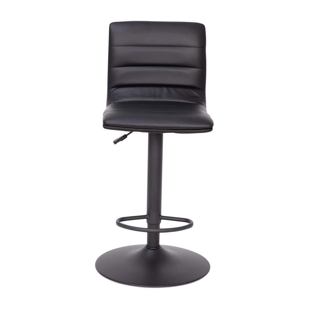Black Adjustable Swivel Bar Stool with Metal Frame