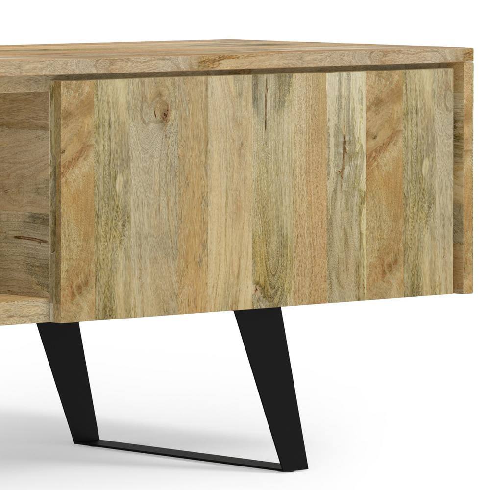Lowry Natural Mango Wood 72" TV Media Stand with Cabinet