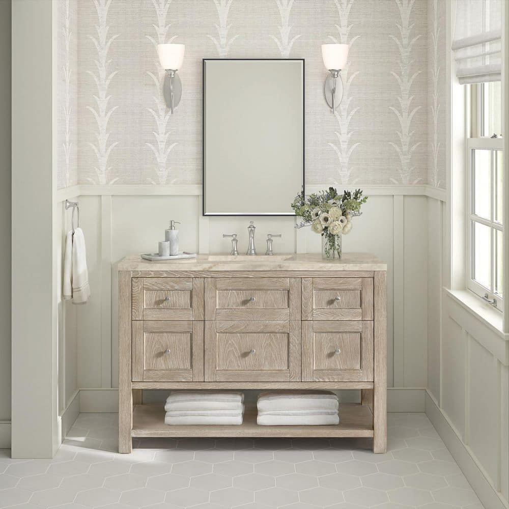 Breckenridge 48.0 in. Single Bath Vanity in Whitewashed Oak with Tajnar Wireless Charging Engineered Composite Top price history on PriceWatchPro
