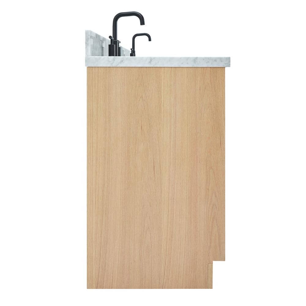 Kelly 73" White Oak Double Sink Vanity with Marble Top