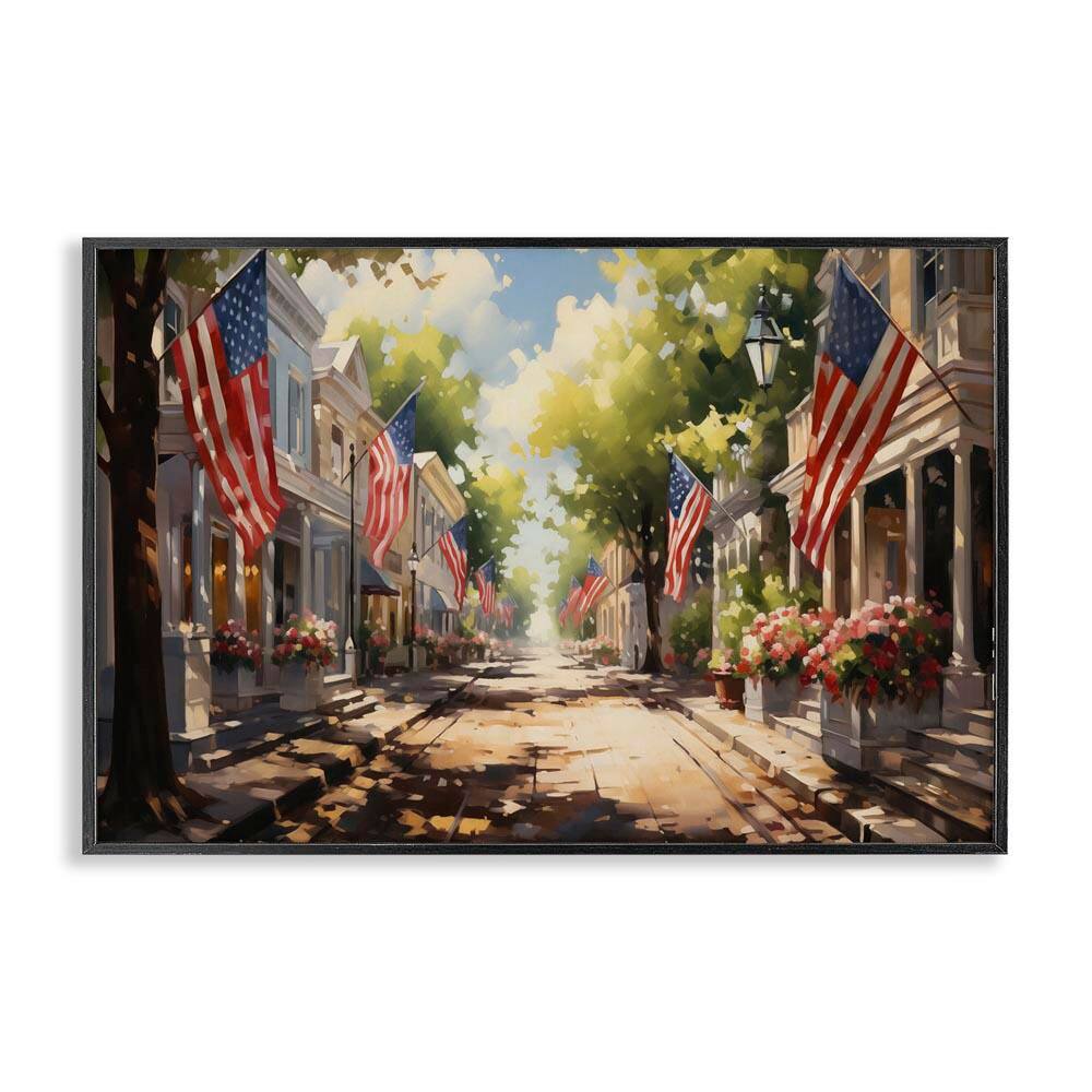 American Flag Lined Street by Arlington Prints Black Framed Country Giclee Art Print 20 in. x 30 in. price history on PriceWatchPro