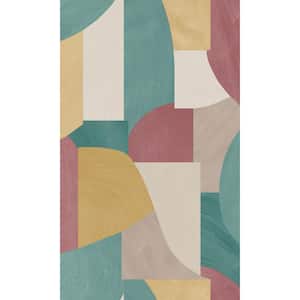 Ochre Brush Stroke Overlapping Geometric Shapes Non-Woven Paper Non-Pasted the Wall Double Roll Wallpaper