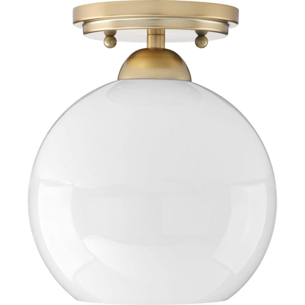 Vintage Gold and Glass Globe Flush Mount Light